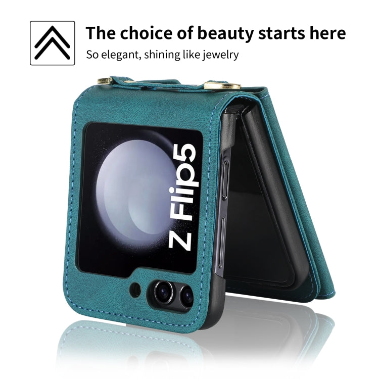 For Samsung Galaxy Z Flip5 POLA Skin Feel Multi-Card Slots Zipper Wallet Phone Case