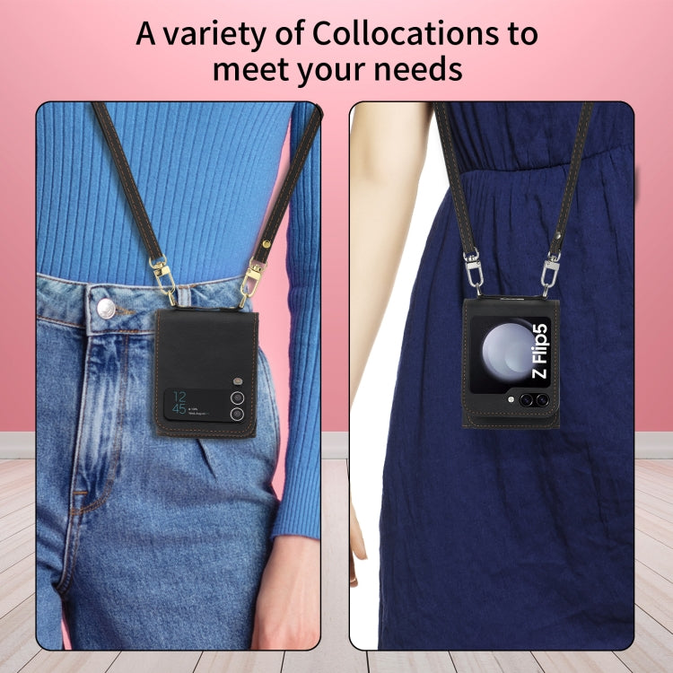 For Samsung Galaxy Z Flip5 POLA Skin Feel Multi-Card Slots Zipper Wallet Phone Case