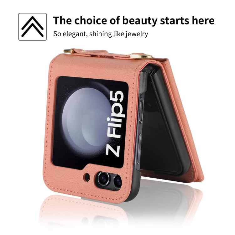 For Samsung Galaxy Z Flip5 POLA Skin Feel Multi-Card Slots Zipper Wallet Phone Case