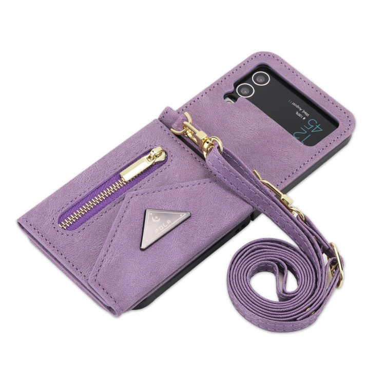For Samsung Galaxy Z Flip4 POLA Skin Feel Multi-Card Slots Zipper Wallet Phone Case