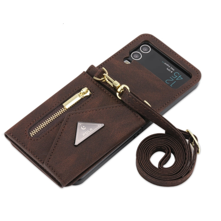 For Samsung Galaxy Z Flip4 POLA Skin Feel Multi-Card Slots Zipper Wallet Phone Case