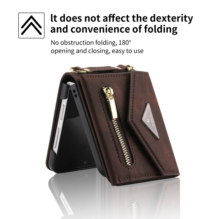 For Samsung Galaxy Z Flip4 POLA Skin Feel Multi-Card Slots Zipper Wallet Phone Case