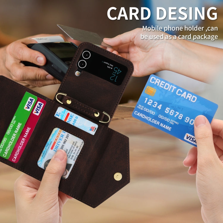 For Samsung Galaxy Z Flip4 POLA Skin Feel Multi-Card Slots Zipper Wallet Phone Case