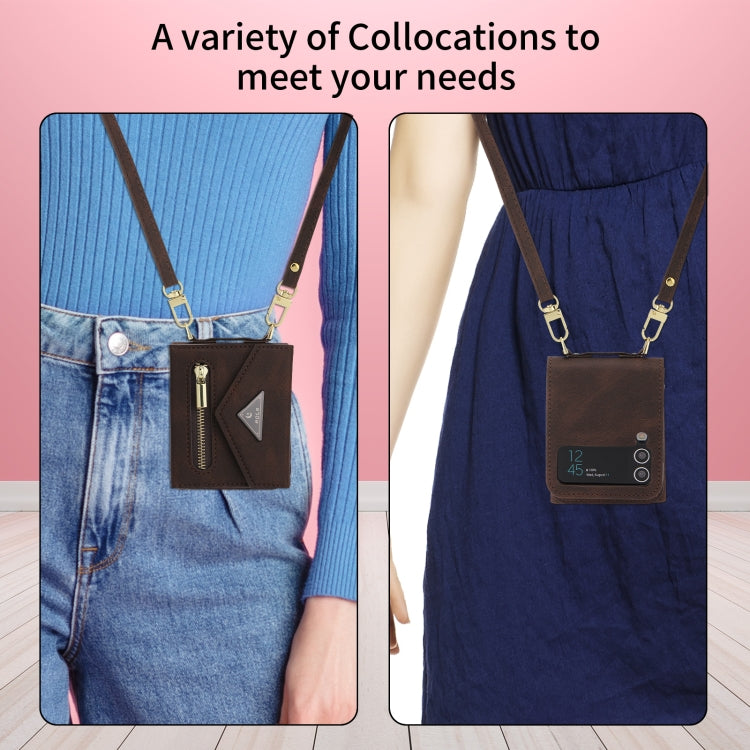 For Samsung Galaxy Z Flip4 POLA Skin Feel Multi-Card Slots Zipper Wallet Phone Case