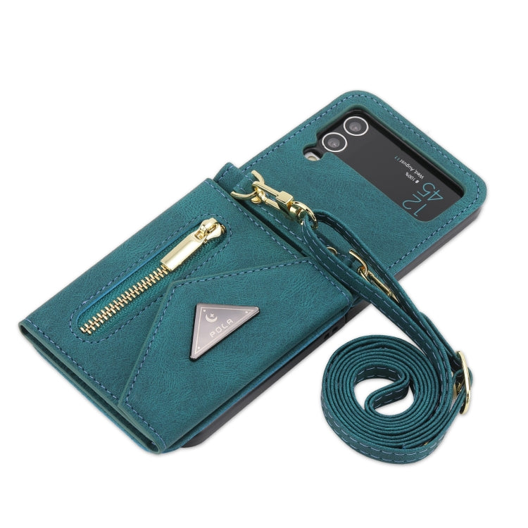 For Samsung Galaxy Z Flip4 POLA Skin Feel Multi-Card Slots Zipper Wallet Phone Case