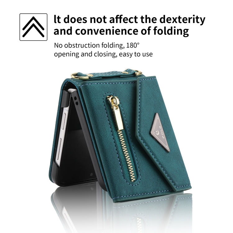 For Samsung Galaxy Z Flip4 POLA Skin Feel Multi-Card Slots Zipper Wallet Phone Case