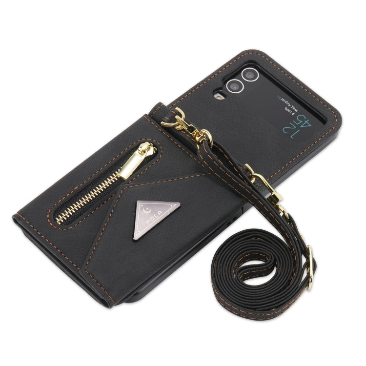 For Samsung Galaxy Z Flip4 POLA Skin Feel Multi-Card Slots Zipper Wallet Phone Case