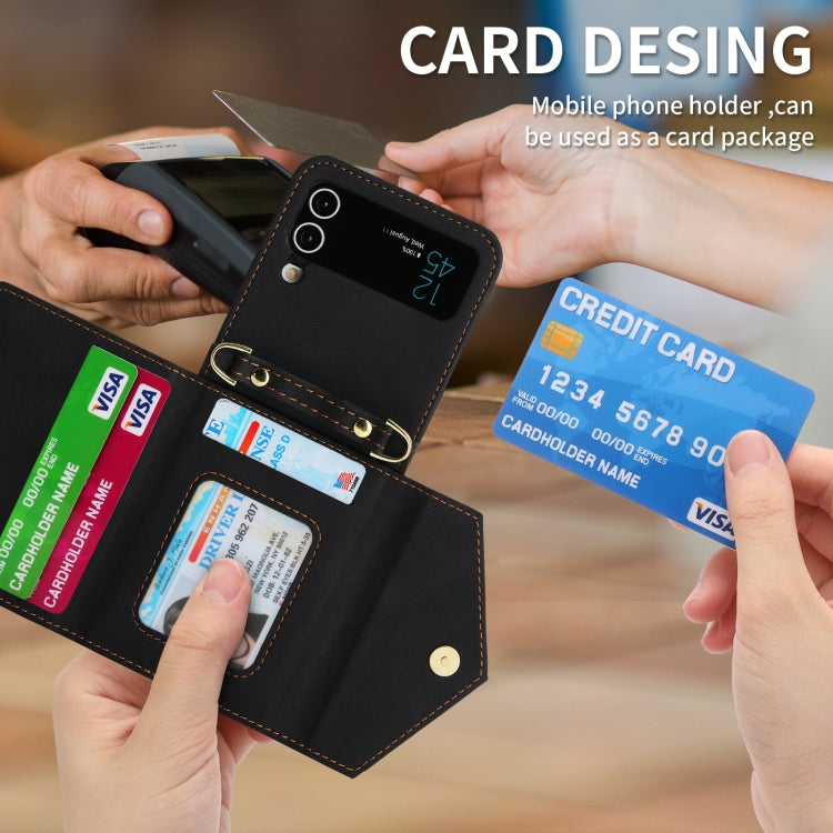 For Samsung Galaxy Z Flip4 POLA Skin Feel Multi-Card Slots Zipper Wallet Phone Case