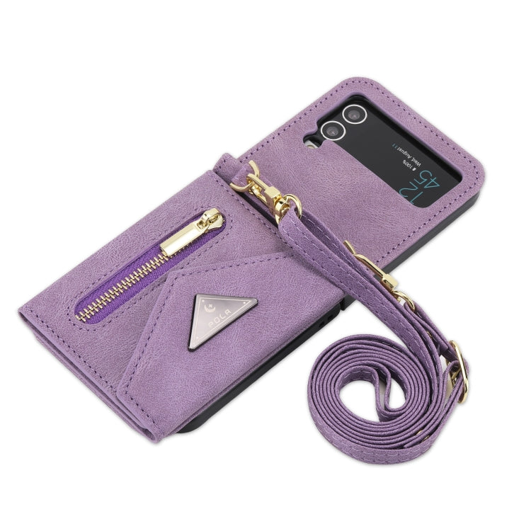 For Samsung Galaxy Z Flip3 POLA Skin Feel Multi-Card Slots Zipper Wallet Phone Case