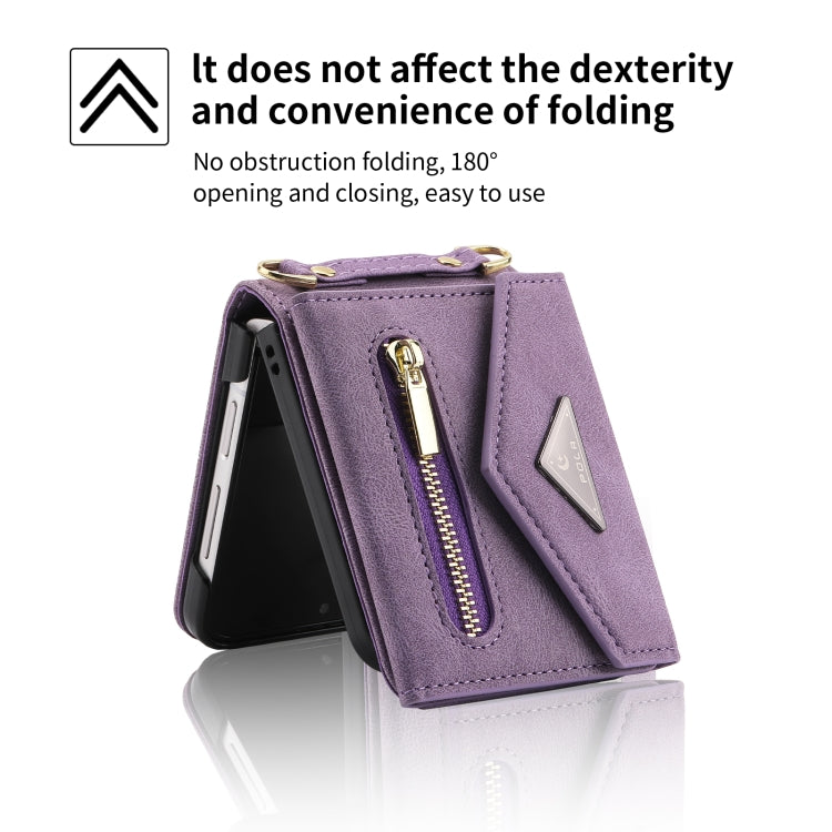 For Samsung Galaxy Z Flip3 POLA Skin Feel Multi-Card Slots Zipper Wallet Phone Case