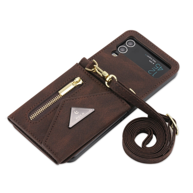 For Samsung Galaxy Z Flip3 POLA Skin Feel Multi-Card Slots Zipper Wallet Phone Case