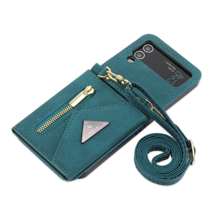 For Samsung Galaxy Z Flip3 POLA Skin Feel Multi-Card Slots Zipper Wallet Phone Case