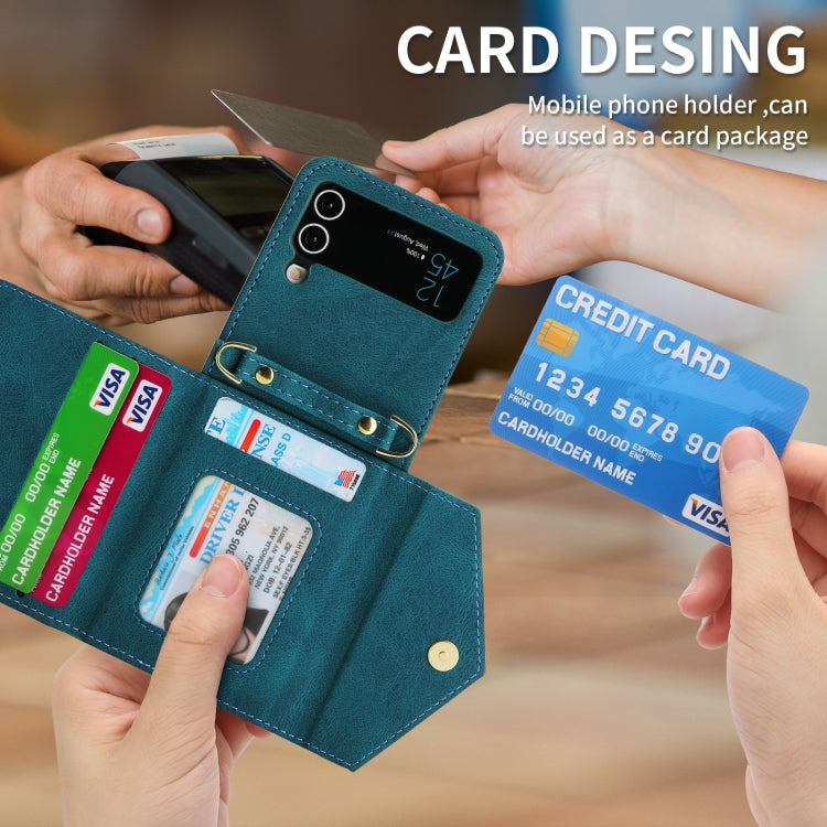 For Samsung Galaxy Z Flip3 POLA Skin Feel Multi-Card Slots Zipper Wallet Phone Case