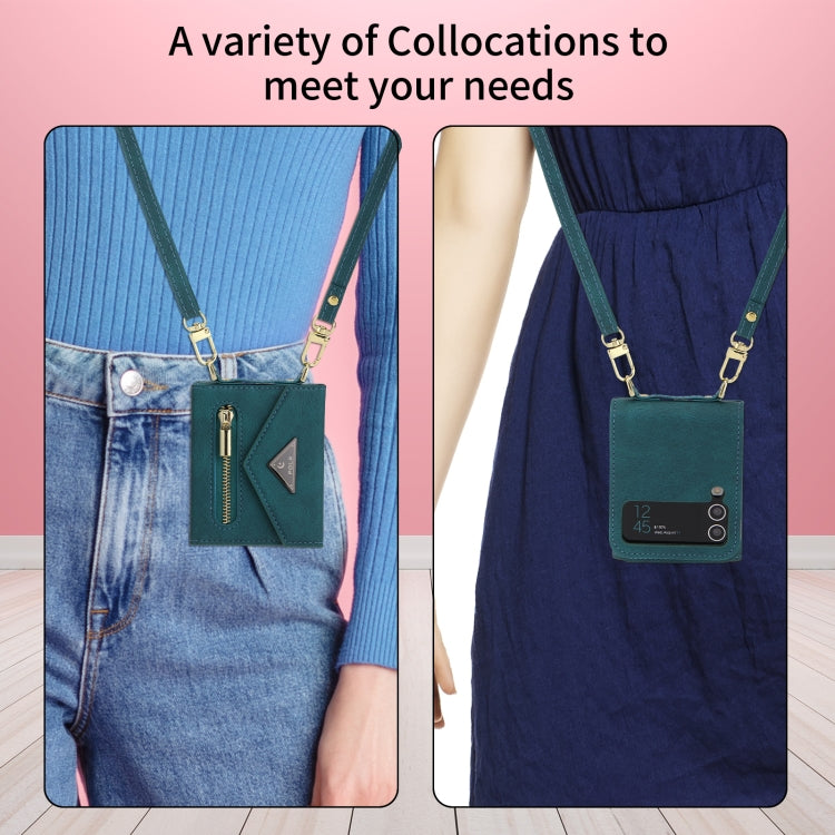 For Samsung Galaxy Z Flip3 POLA Skin Feel Multi-Card Slots Zipper Wallet Phone Case