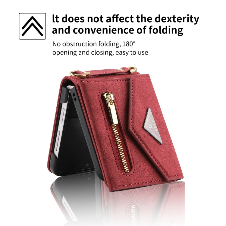 For Samsung Galaxy Z Flip3 POLA Skin Feel Multi-Card Slots Zipper Wallet Phone Case