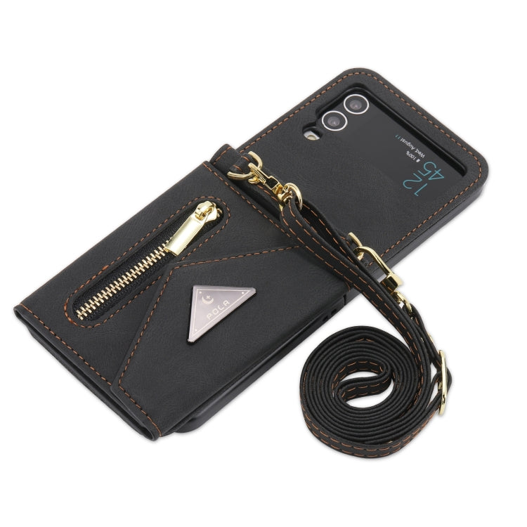 For Samsung Galaxy Z Flip3 POLA Skin Feel Multi-Card Slots Zipper Wallet Phone Case