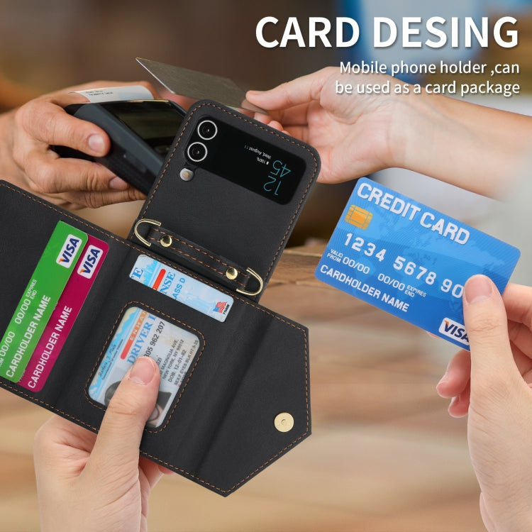 For Samsung Galaxy Z Flip3 POLA Skin Feel Multi-Card Slots Zipper Wallet Phone Case