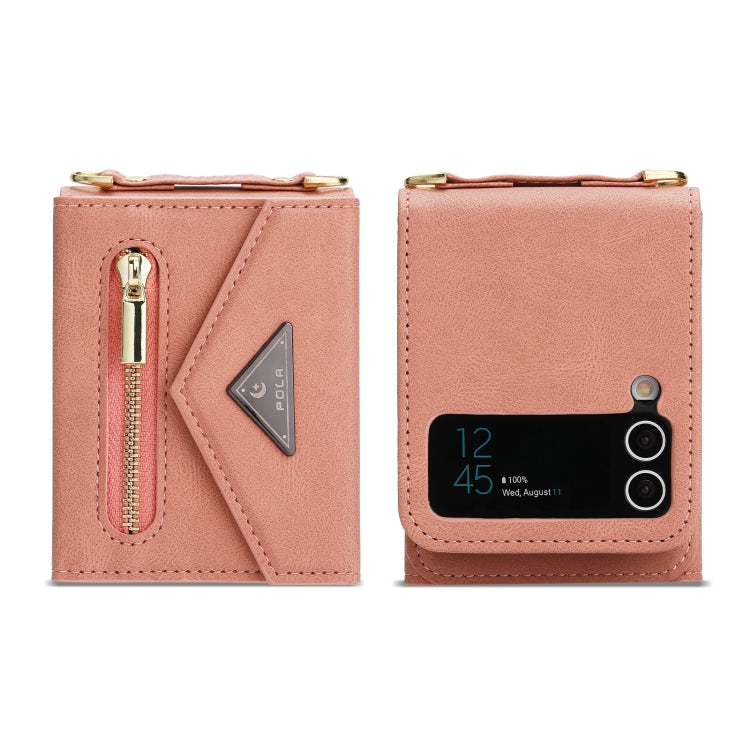 For Samsung Galaxy Z Flip3 POLA Skin Feel Multi-Card Slots Zipper Wallet Phone Case