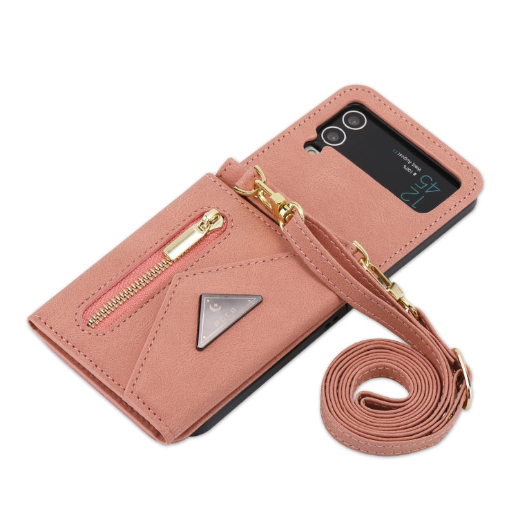 For Samsung Galaxy Z Flip3 POLA Skin Feel Multi-Card Slots Zipper Wallet Phone Case