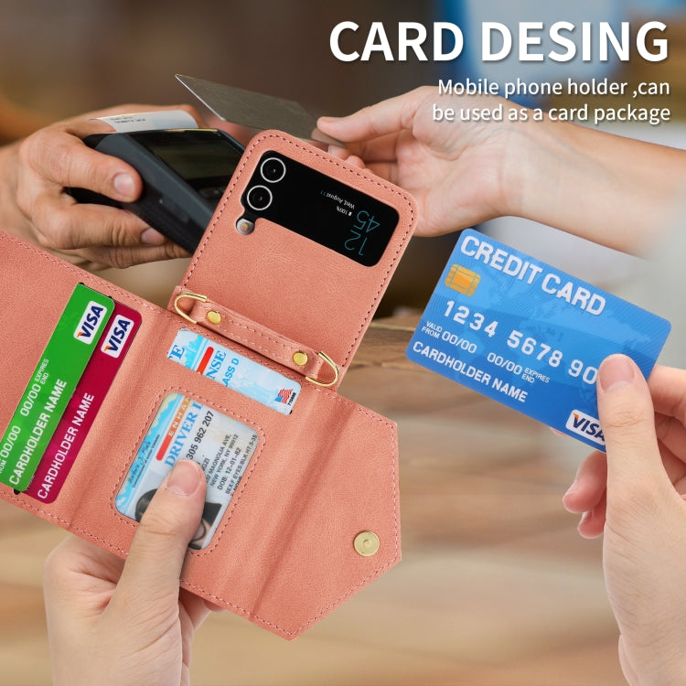 For Samsung Galaxy Z Flip3 POLA Skin Feel Multi-Card Slots Zipper Wallet Phone Case