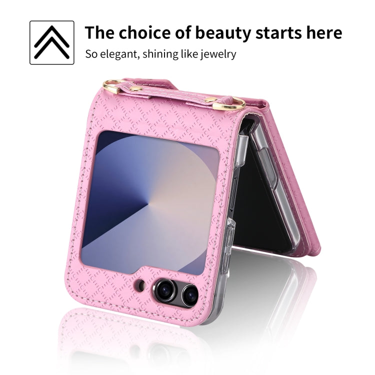 For Samsung Galaxy Z Flip6 POLA Grid Texture Multi-Card Slots Zipper Wallet Phone Case