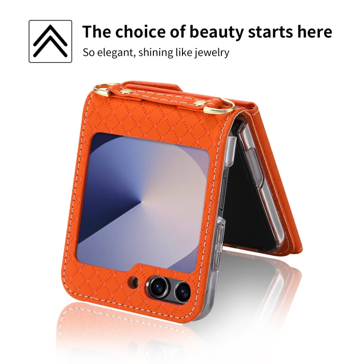 For Samsung Galaxy Z Flip6 POLA Grid Texture Multi-Card Slots Zipper Wallet Phone Case
