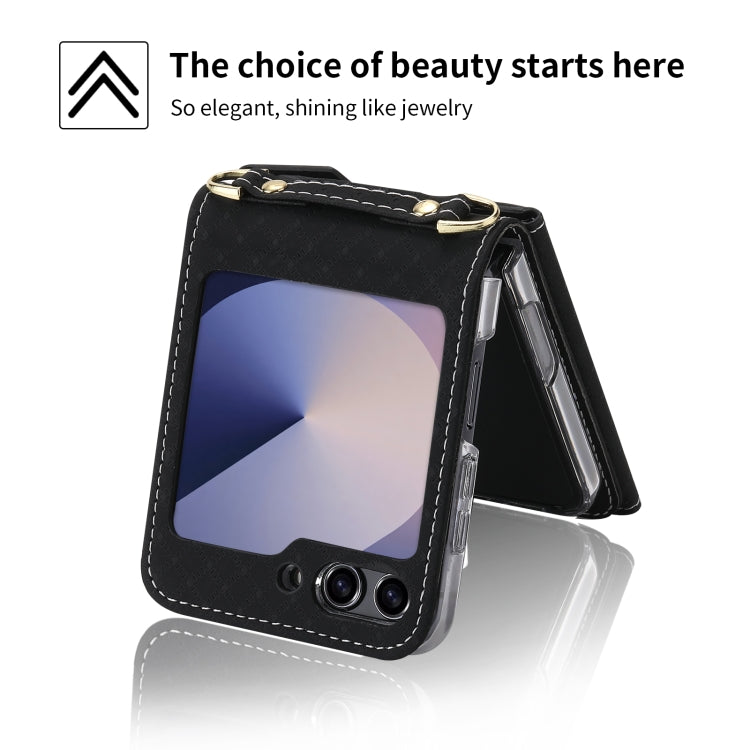 For Samsung Galaxy Z Flip6 POLA Grid Texture Multi-Card Slots Zipper Wallet Phone Case