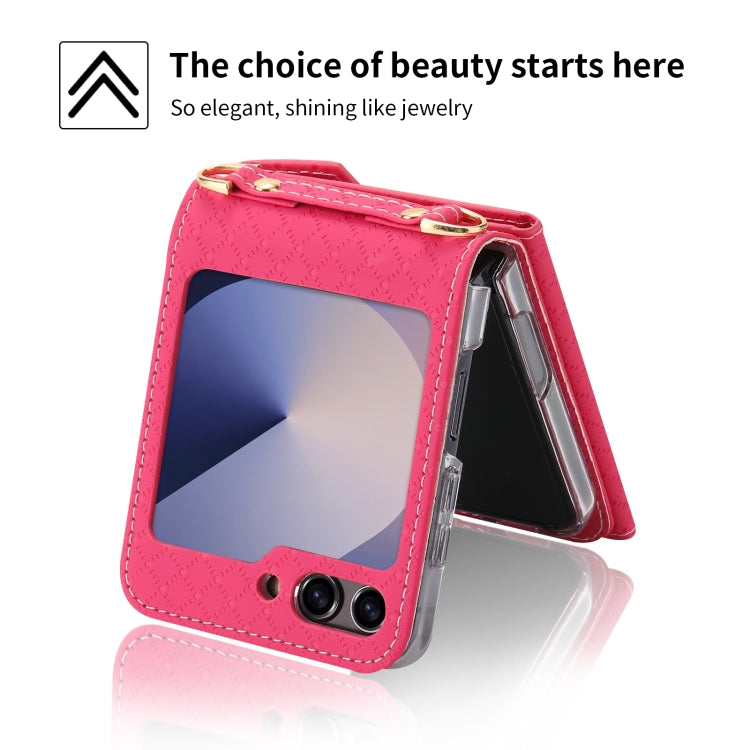 For Samsung Galaxy Z Flip6 POLA Grid Texture Multi-Card Slots Zipper Wallet Phone Case
