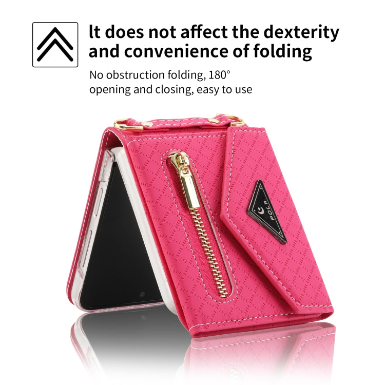 For Samsung Galaxy Z Flip3 5G POLA Grid Texture Multi-Card Slots Zipper Wallet Phone Case