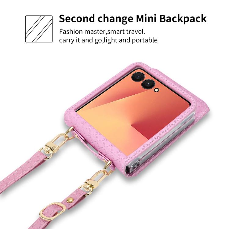 For Samsung Galaxy Z Flip7 5G POLA Grid Texture Multi-Card Slots Zipper Wallet Phone Case