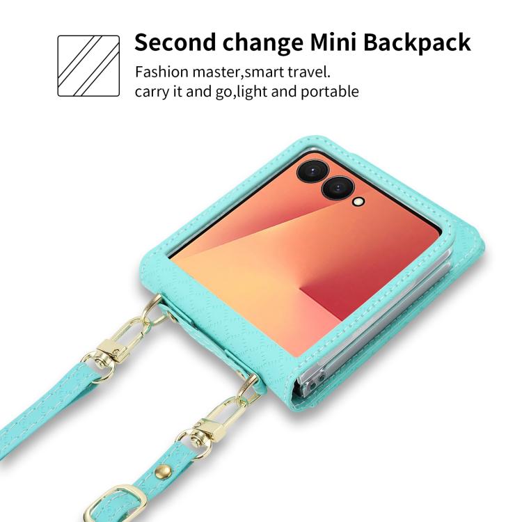For Samsung Galaxy Z Flip7 5G POLA Grid Texture Multi-Card Slots Zipper Wallet Phone Case