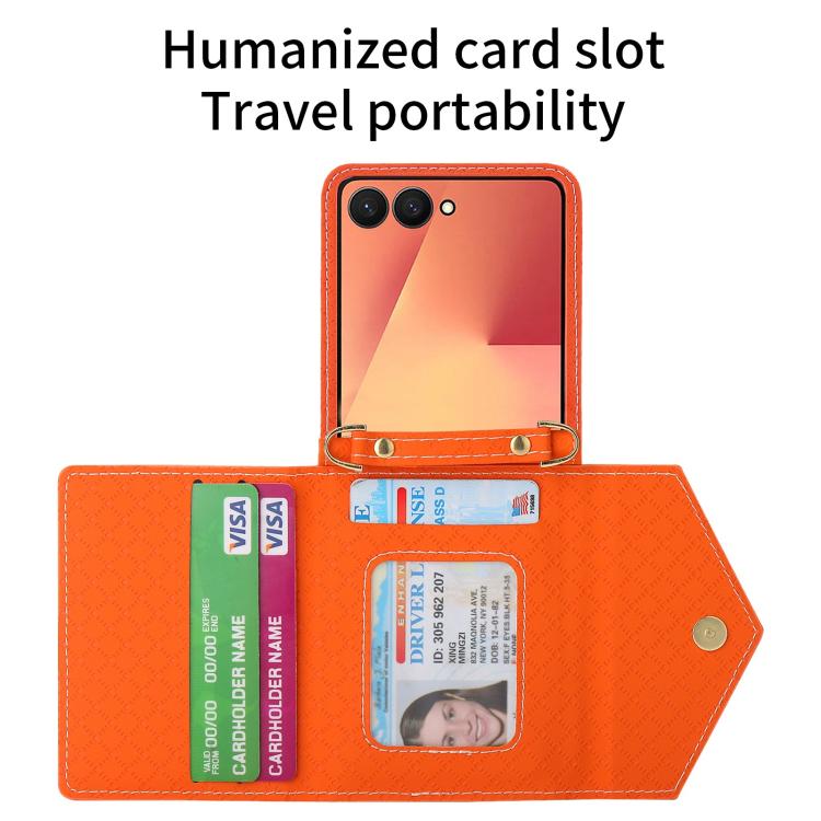 For Samsung Galaxy Z Flip7 5G POLA Grid Texture Multi-Card Slots Zipper Wallet Phone Case