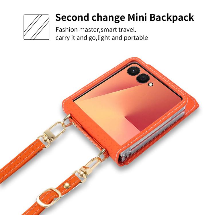 For Samsung Galaxy Z Flip7 5G POLA Grid Texture Multi-Card Slots Zipper Wallet Phone Case