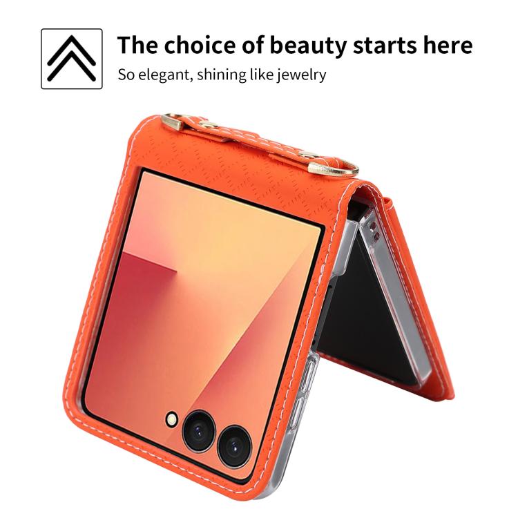 For Samsung Galaxy Z Flip7 5G POLA Grid Texture Multi-Card Slots Zipper Wallet Phone Case