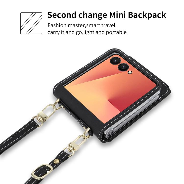 For Samsung Galaxy Z Flip7 5G POLA Grid Texture Multi-Card Slots Zipper Wallet Phone Case