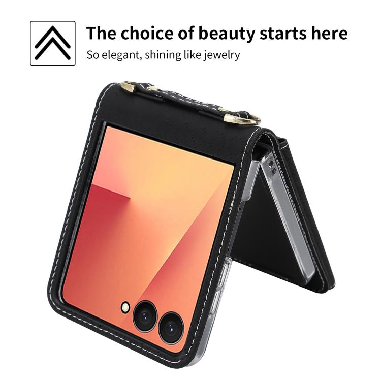 For Samsung Galaxy Z Flip7 5G POLA Grid Texture Multi-Card Slots Zipper Wallet Phone Case