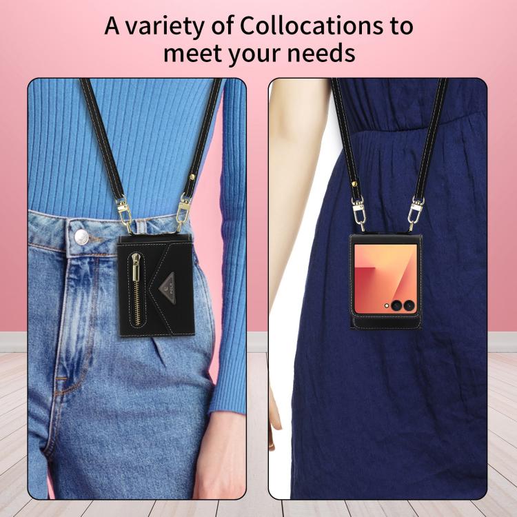 For Samsung Galaxy Z Flip7 5G POLA Grid Texture Multi-Card Slots Zipper Wallet Phone Case