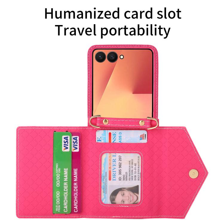 For Samsung Galaxy Z Flip7 5G POLA Grid Texture Multi-Card Slots Zipper Wallet Phone Case