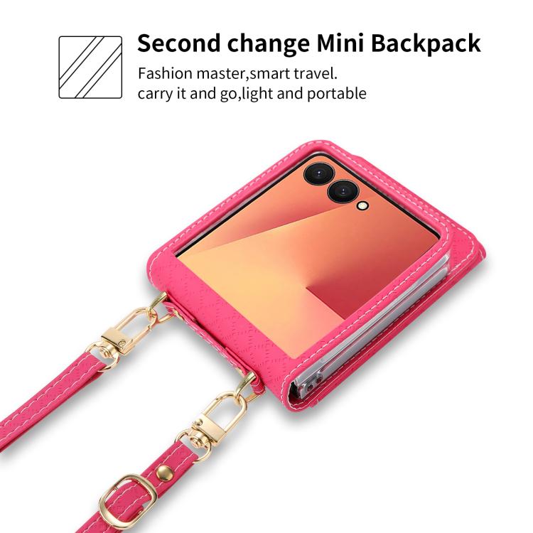 For Samsung Galaxy Z Flip7 5G POLA Grid Texture Multi-Card Slots Zipper Wallet Phone Case