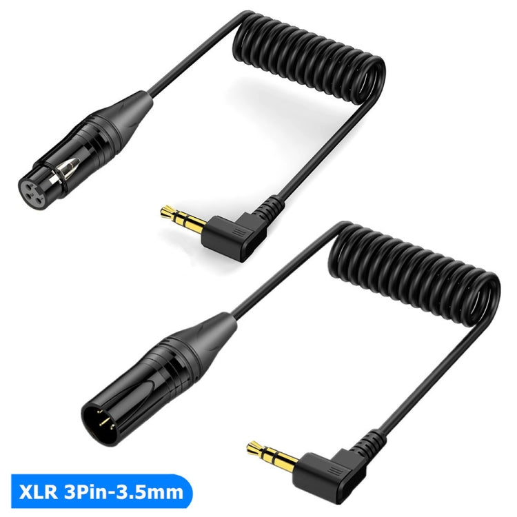 3.5mm to XLR Female Gold Plated Connector Copper Core Right Angle Coiled Audio Cable, Length: 0.5m