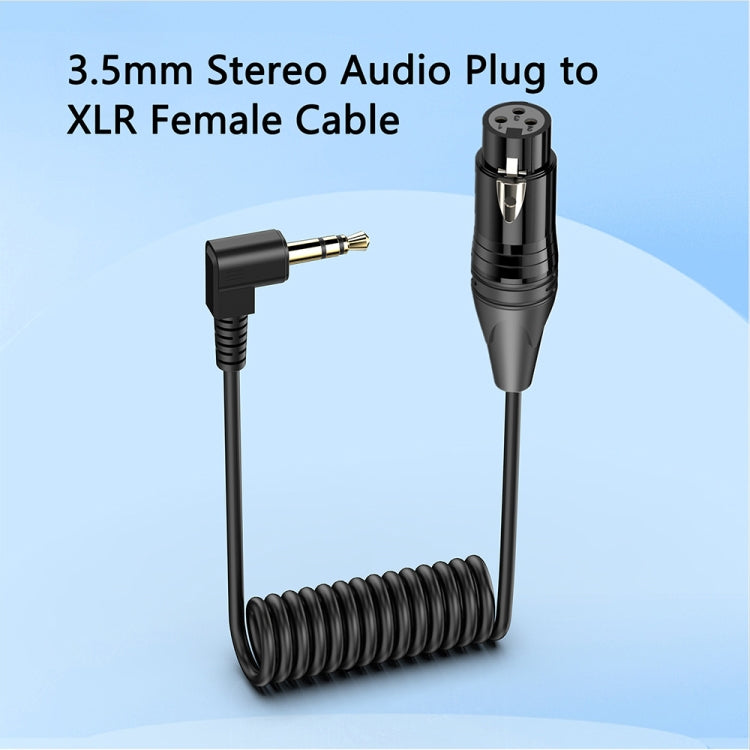 3.5mm to XLR Female Gold Plated Connector Copper Core Right Angle Coiled Audio Cable, Length: 0.5m