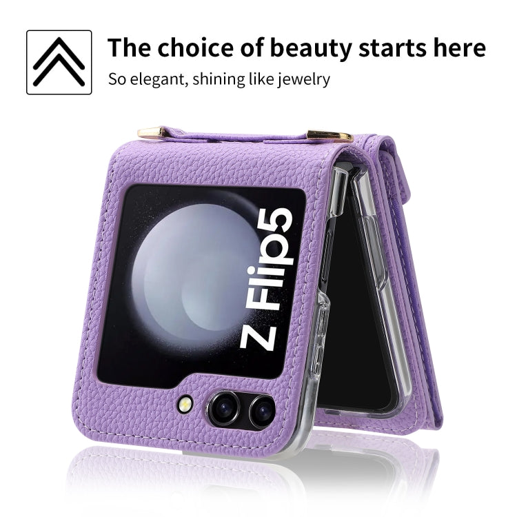 For Samsung Galaxy Z Flip5 POLA Litchi Texture Love Buckle Multi-Card Slots Zipper Wallet Phone Case