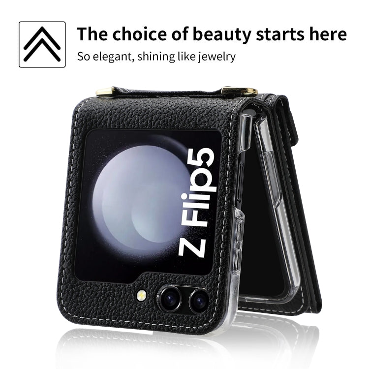 For Samsung Galaxy Z Flip5 POLA Litchi Texture Love Buckle Multi-Card Slots Zipper Wallet Phone Case