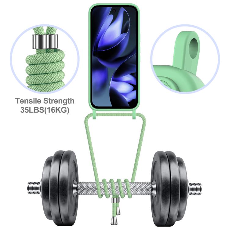 For Google Pixel 10 Integrated Card Bag Solid Color Liquid Silicone Phone Case with Lanyard