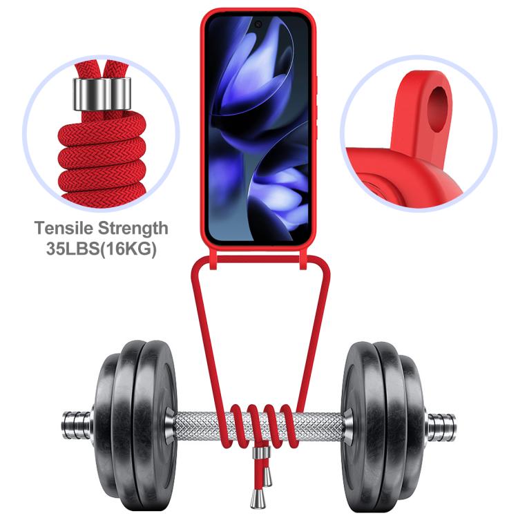 For Google Pixel 10 Pro XL Integrated Card Bag Solid Color Liquid Silicone Phone Case with Lanyard
