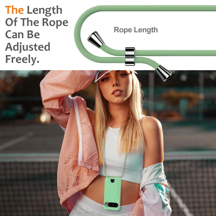 For Google Pixel 10 Pro XL Integrated Card Bag Solid Color Liquid Silicone Phone Case with Lanyard