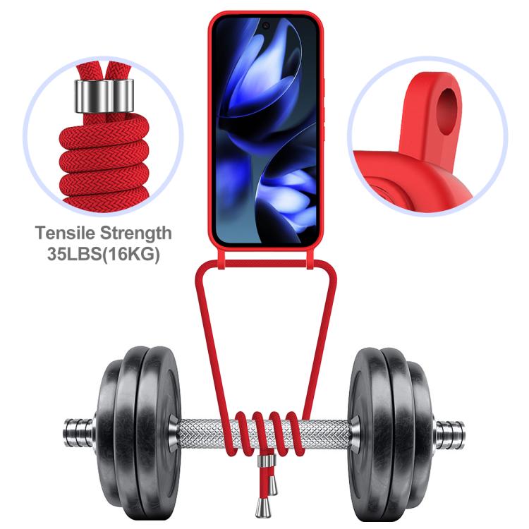 For Google Pixel 10a Integrated Card Bag Solid Color Liquid Silicone Phone Case with Lanyard