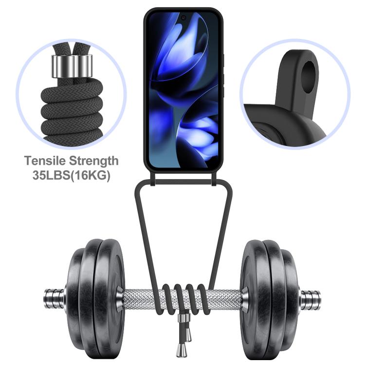 For Google Pixel 10a Integrated Card Bag Solid Color Liquid Silicone Phone Case with Lanyard