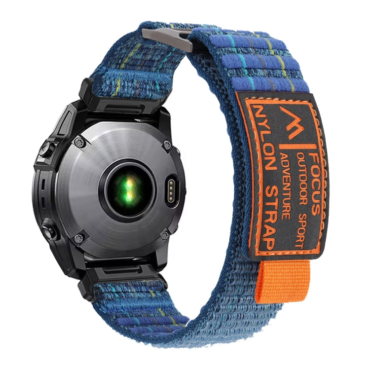 For Garmin 22mm Dual Sections Sports Style Nylon Loop Hook and Loop Fastener Watch Band