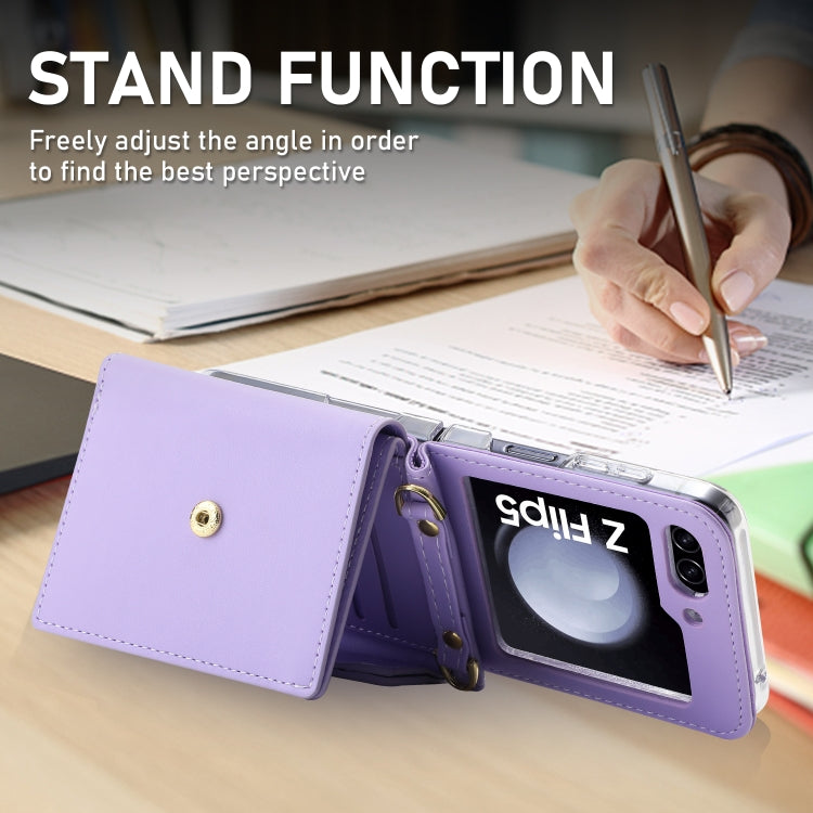 For Samsung Galaxy Z Flip5 POLA Color Block Love Buckle Multi-Card Slots Wallet Phone Case